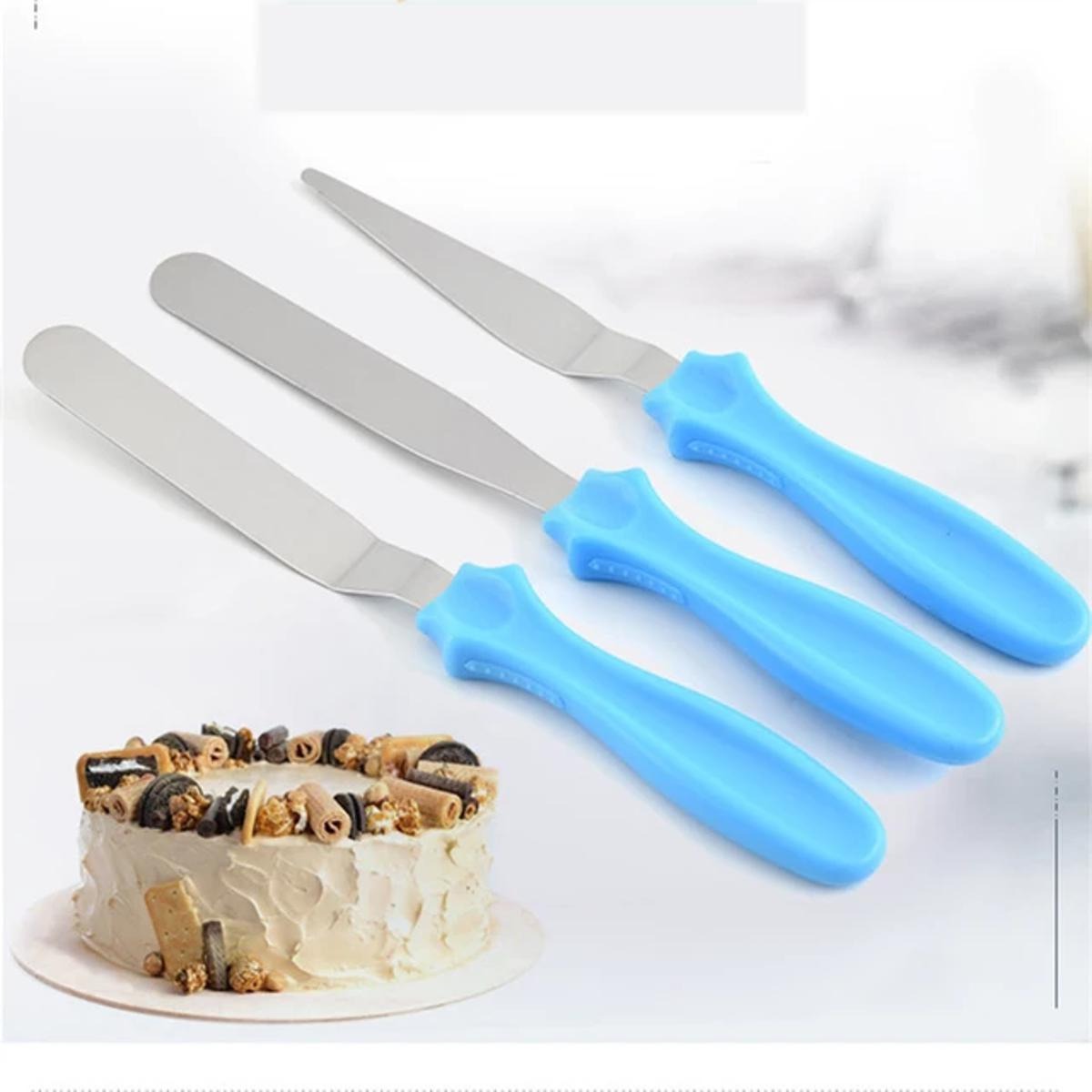 Stainless Steel Butter Knife 3PCS Set – Cake Decorating & Spreading Spatula with Comfortable Handle