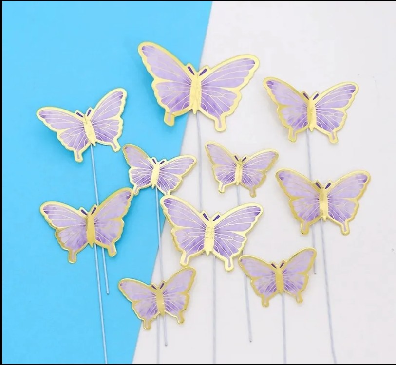 10pcs Butterfly Purple Cake Toppers