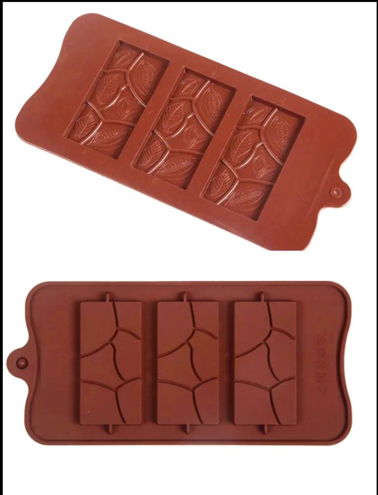 Silicone Leaf Pattern Chocolate 3-Bar Mold