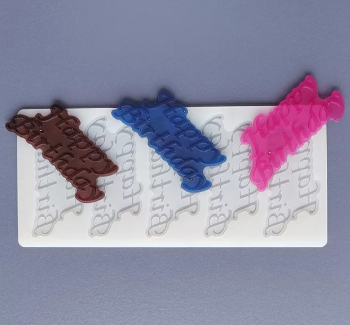 White Silicone Happy Birthday Mold