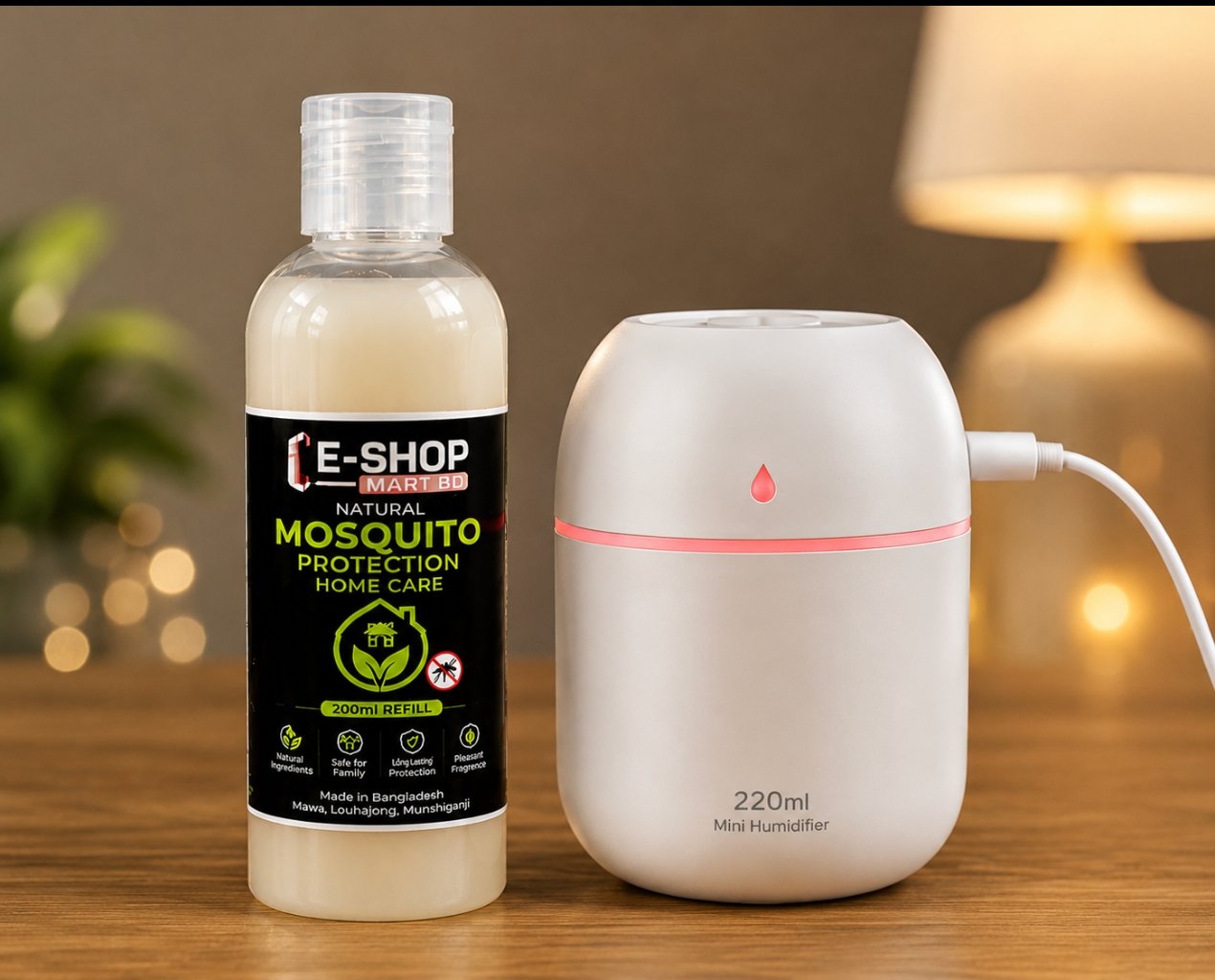 220ml Portable Mini LED Humidifier + Mosquito Protection Liquid